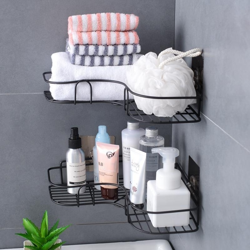 Kitchen shelf non-punch corner bathroom gargle bathroom tripod without trace wall storage rack Kitchen shelf non-punch corner bathroom gargle bathroom tripod without trace wall storage rack
