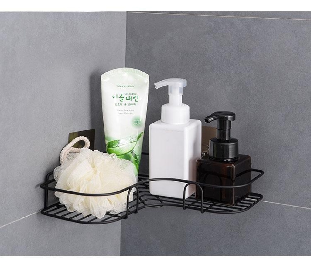 Kitchen shelf non-punch corner bathroom gargle bathroom tripod without trace wall storage rack Kitchen shelf non-punch corner bathroom gargle bathroom tripod without trace wall storage rack