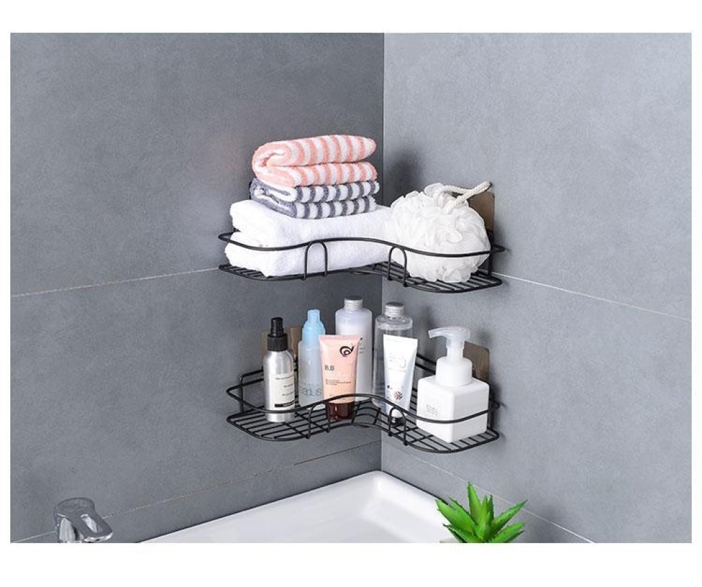 Kitchen shelf non-punch corner bathroom gargle bathroom tripod without trace wall storage rack Kitchen shelf non-punch corner bathroom gargle bathroom tripod without trace wall storage rack