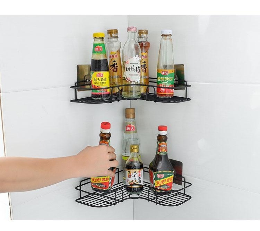 Kitchen shelf non-punch corner bathroom gargle bathroom tripod without trace wall storage rack Kitchen shelf non-punch corner bathroom gargle bathroom tripod without trace wall storage rack