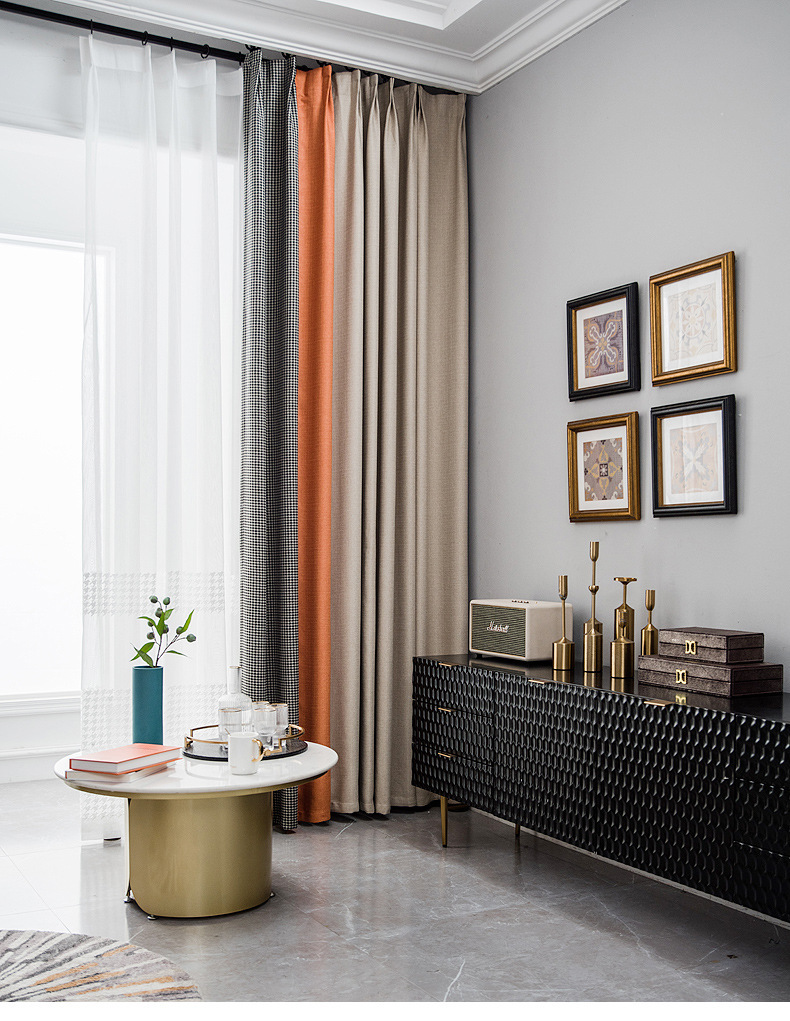 Nordic Simple Houndstooth Stitching Shading Curtain Fabric Curtain Living Room Bedroom Balcony Finished Product Customization Nordic Simple Houndstooth Stitching Shading Curtain Fabric Curtain Living Room Bedroom Balcony Finished Product Customization