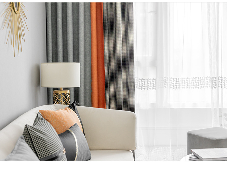 Nordic Simple Houndstooth Stitching Shading Curtain Fabric Curtain Living Room Bedroom Balcony Finished Product Customization Nordic Simple Houndstooth Stitching Shading Curtain Fabric Curtain Living Room Bedroom Balcony Finished Product Customization