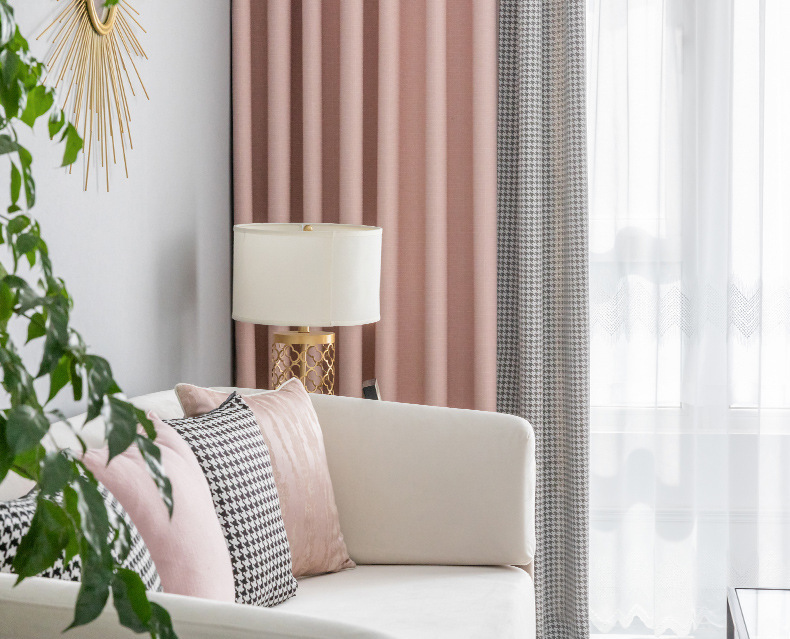 Nordic Simple Houndstooth Stitching Shading Curtain Fabric Curtain Living Room Bedroom Balcony Finished Product Customization Nordic Simple Houndstooth Stitching Shading Curtain Fabric Curtain Living Room Bedroom Balcony Finished Product Customization