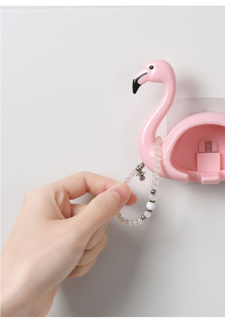 Flamingo toothbrush hanging bathroom non-perforated cute toothbrush shelf Flamingo toothbrush hanging bathroom non-perforated cute toothbrush shelf