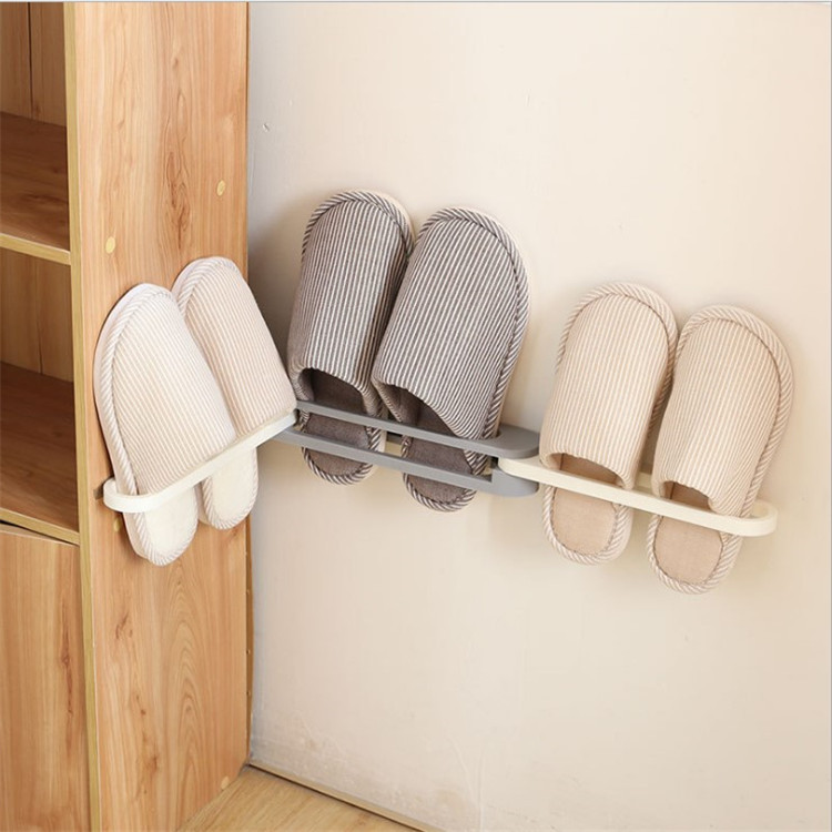 Bathroom slipper rack wall hanging toilet folding shoe rack watertight shelf shelf free of perforation household storage artefact
