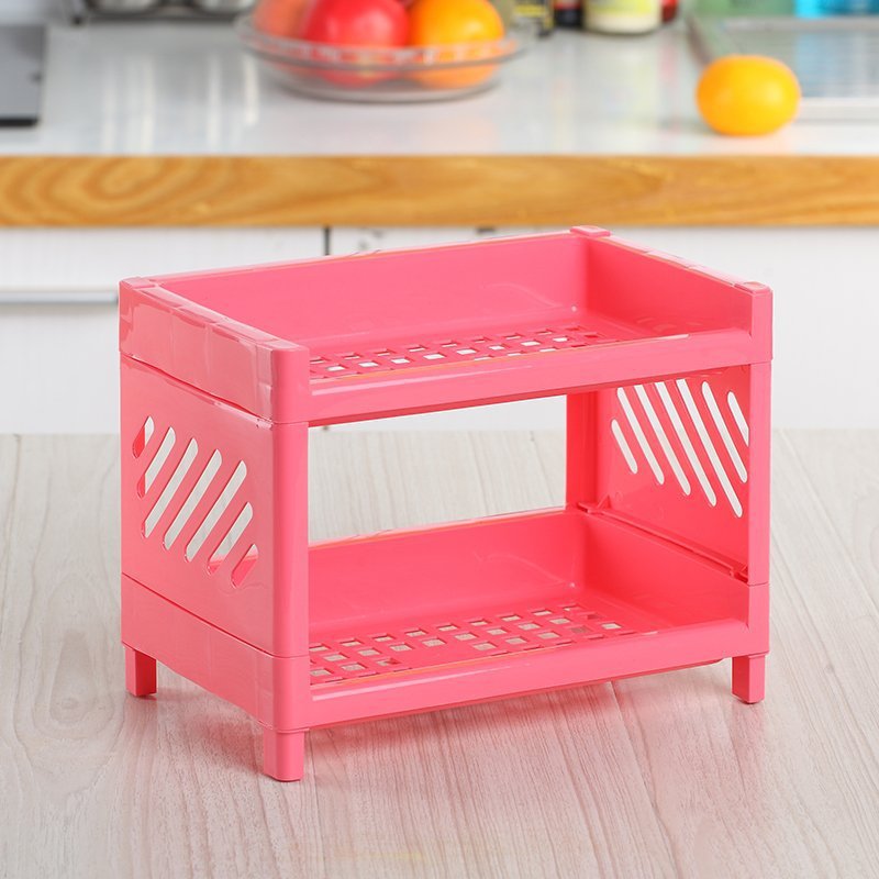 Factory in Stock Wholesale Kitchen Mini Two-Layer Shelf Plastic Seasoning Shelf Bathroom Shelf