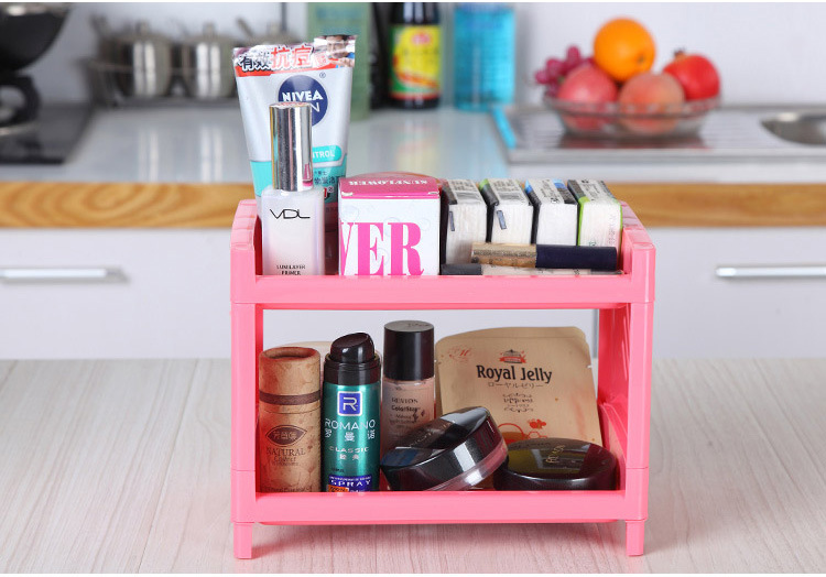 Factory in Stock Wholesale Kitchen Mini Two-Layer Shelf Plastic Seasoning Shelf Bathroom Shelf