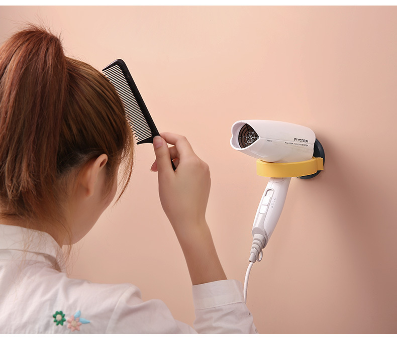 Punch-Free Hair Dryer Rack Bathroom Rack Wall-Mounted Plastic Hair Dryer Shelf Hair Dryer Storage Rack