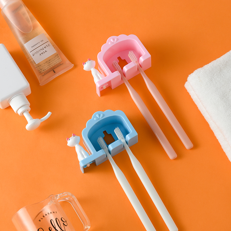 Punch-Free Wall-Mounted Toothbrush Holder Tooth-Cleaners Shelf Storage Rack Bathroom Wall-Mounted Toothbrush Shaver Rack
