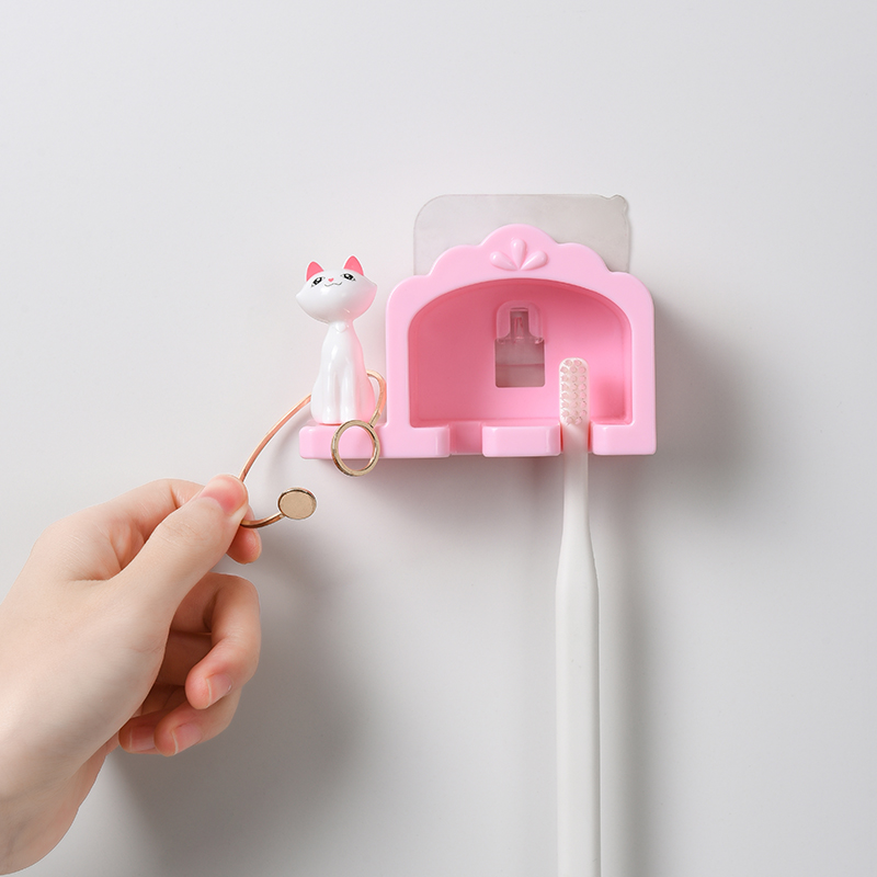 Punch-Free Wall-Mounted Toothbrush Holder Tooth-Cleaners Shelf Storage Rack Bathroom Wall-Mounted Toothbrush Shaver Rack