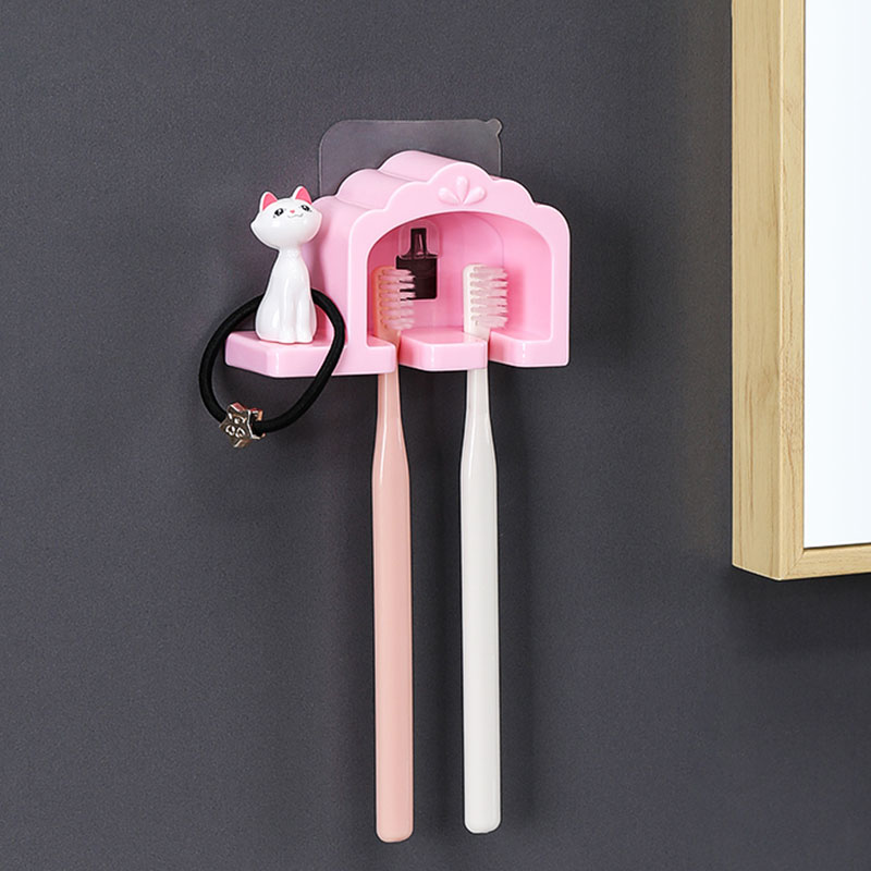 Punch-Free Wall-Mounted Toothbrush Holder Tooth-Cleaners Shelf Storage Rack Bathroom Wall-Mounted Toothbrush Shaver Rack