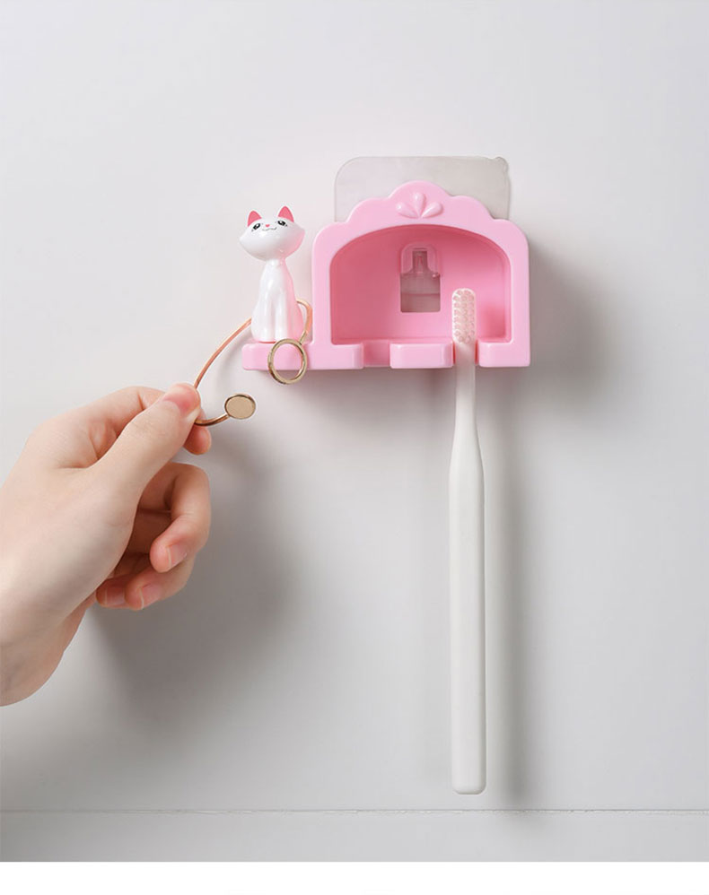 Punch-Free Wall-Mounted Toothbrush Holder Tooth-Cleaners Shelf Storage Rack Bathroom Wall-Mounted Toothbrush Shaver Rack