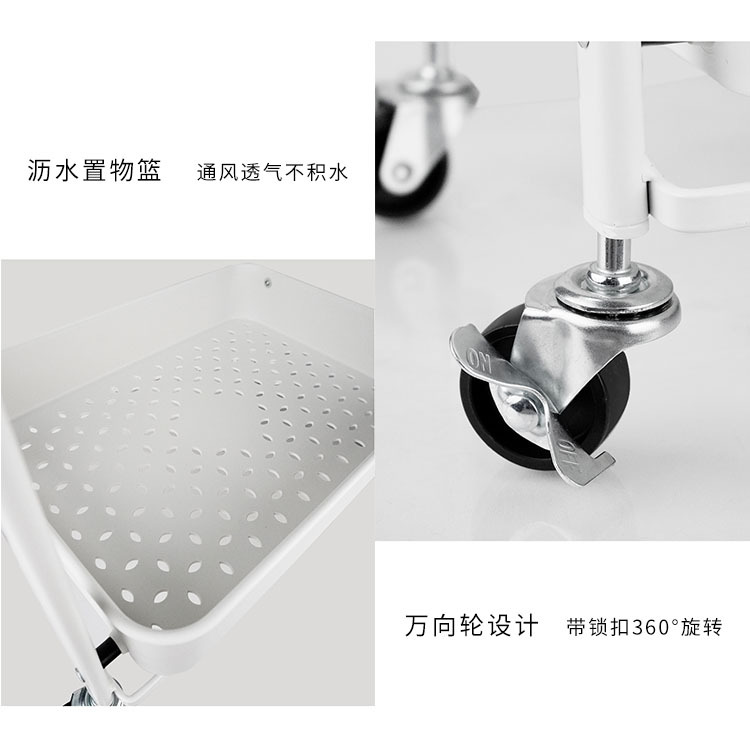 Installation-Free Folding Trolley Storage Rack Floor Multi-Layer Shelf Kitchen Bathroom Bedroom Movable Storage Car