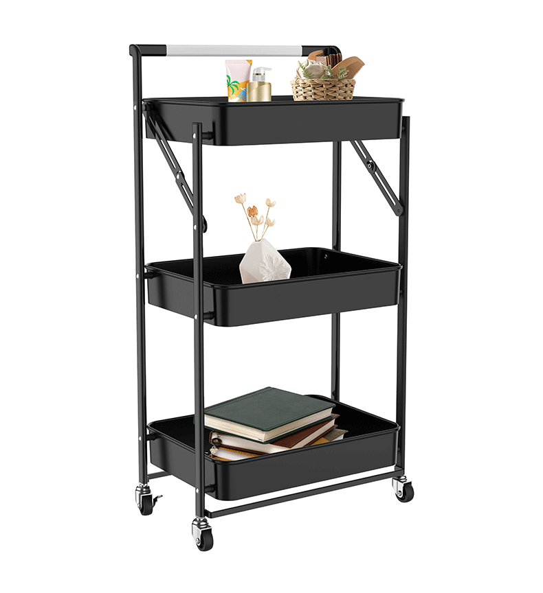 Installation-Free Folding Trolley Storage Rack Floor Multi-Layer Shelf Kitchen Bathroom Bedroom Movable Storage Car Installation-Free Folding Trolley Storage Rack Floor Multi-Layer Shelf Kitchen Bathroom Bedroom Movable Storage Car
