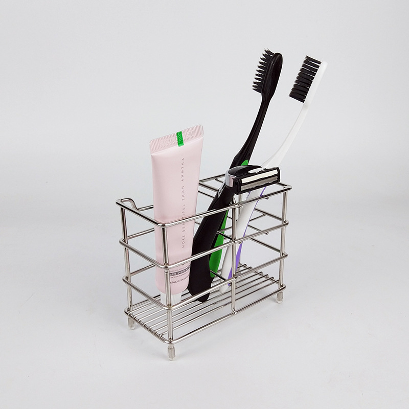 Conolta Stainless Steel Plaid Toothbrush Holder Toothpaste Holder Shaver Storage Rack Bathroom Hotel Shelf Cross-Border Conolta Stainless Steel Plaid Toothbrush Holder Toothpaste Holder Shaver Storage Rack Bathroom Hotel Shelf Cross-Border