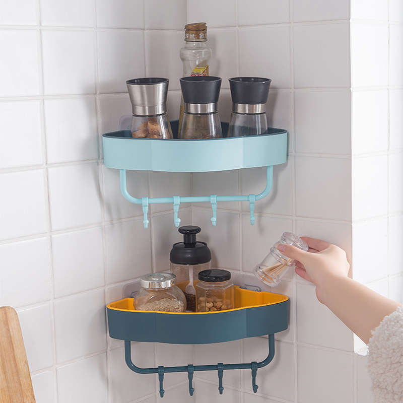 Punch-Free Corner Shelf Bathroom Tripod Kitchen and Toilet Bathroom Wall Hanging Dormitory Storage Rack