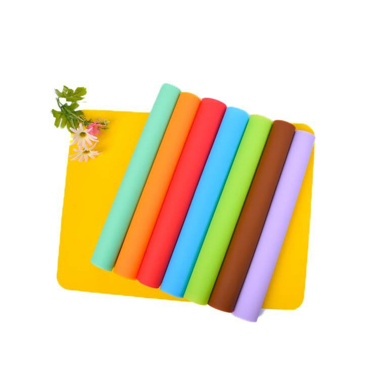 Silicone Dough Kneading Flour Mat Non-Slip Mat Children's Solid Color Western-Style Placemat Heat Insulation Potholder Rectangular Mouse Pad