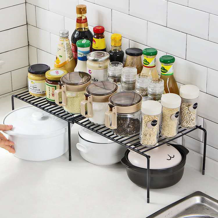 Retractable Iron Art Storage Seasoning Rack Cupboard Dish Rack Bathroom Kitchen Cruet Shelf Kitchenware Draining Rack