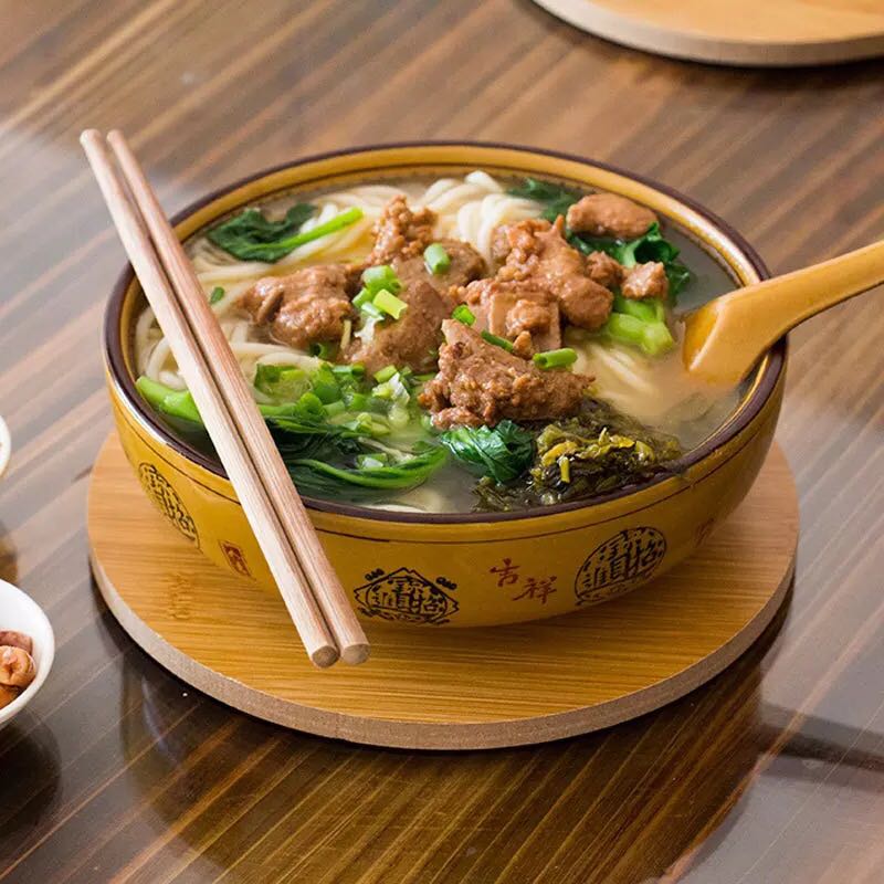Bamboo table heat insulation mat square anti-hot bowl coasters kitchen pan pad