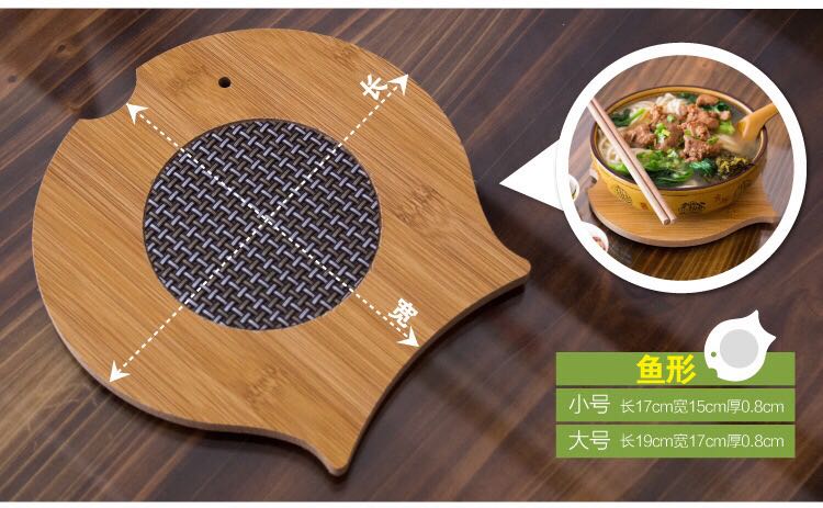 Bamboo table heat insulation mat square anti-hot bowl coasters kitchen pan pad