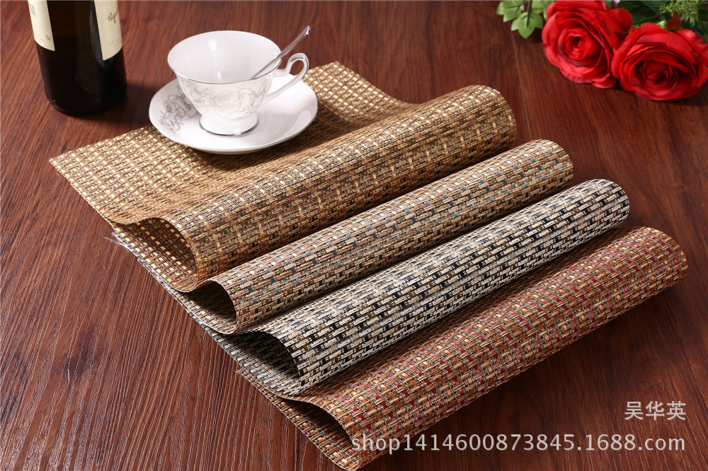 30*45 manufacturer direct selling hotel PVC woven heat insulation pad simple and fashionable pure color cup cushion for the anti-skid.