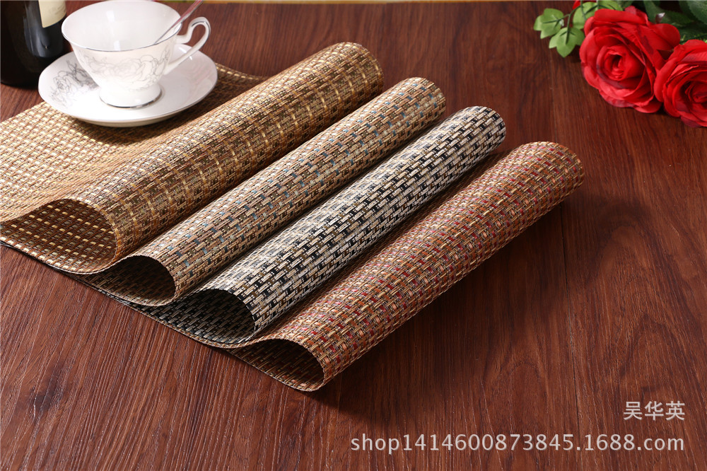 30*45 manufacturer direct selling hotel PVC woven heat insulation pad simple and fashionable pure color cup cushion for the anti-skid.