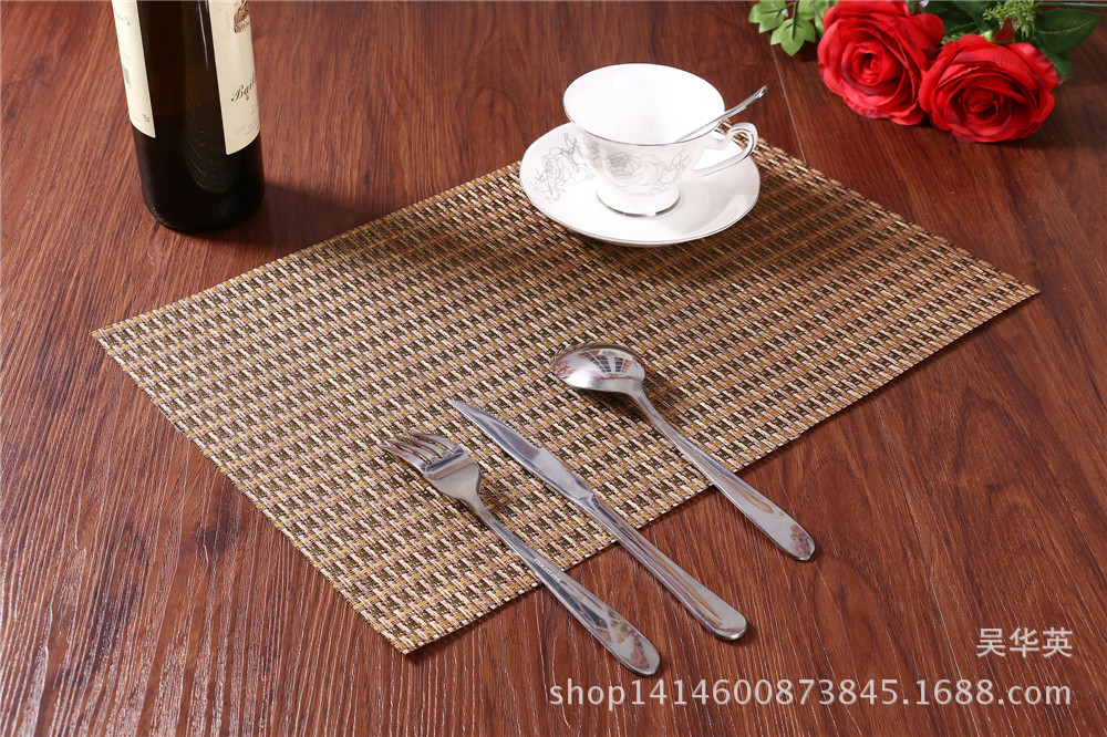 30*45 manufacturer direct selling hotel PVC woven heat insulation pad simple and fashionable pure color cup cushion for the anti-skid.
