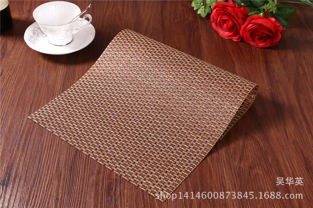 30*45 manufacturer direct selling hotel PVC woven heat insulation pad simple and fashionable pure color cup cushion for the anti-skid.