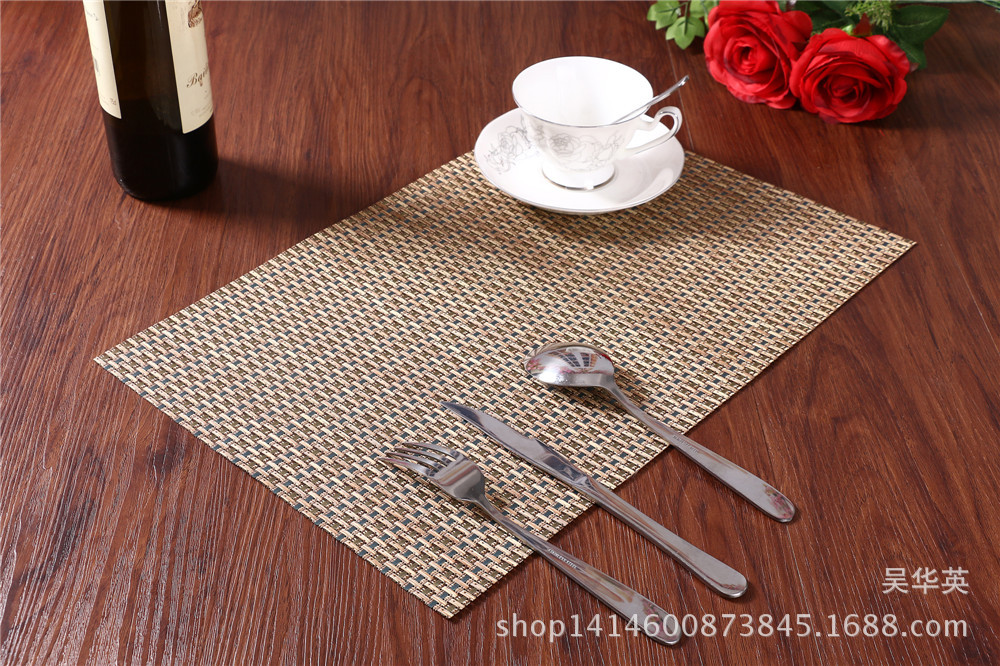 30*45 manufacturer direct selling hotel PVC woven heat insulation pad simple and fashionable pure color cup cushion for the anti-skid.