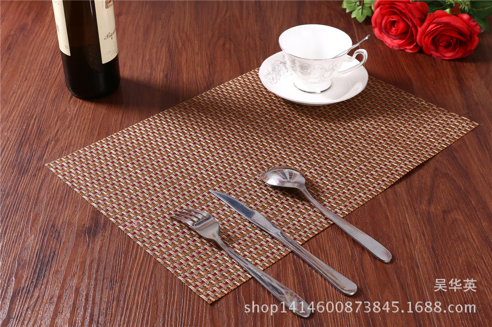 30*45 manufacturer direct selling hotel PVC woven heat insulation pad simple and fashionable pure color cup cushion for the anti-skid.