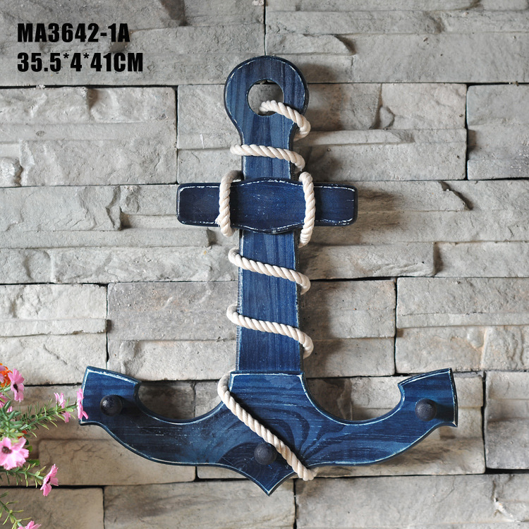 Mediterranean style anchor Clapboard shelf multi-functional Creative home decoration bathroom decoration solid wood anchor