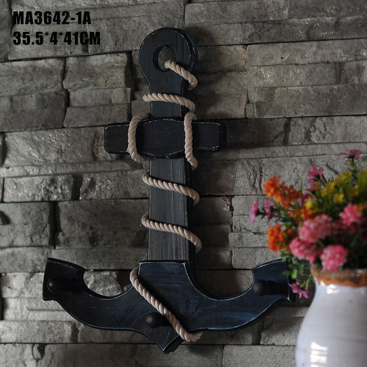 Mediterranean style anchor Clapboard shelf multi-functional Creative home decoration bathroom decoration solid wood anchor Mediterranean style anchor Clapboard shelf multi-functional Creative home decoration bathroom decoration solid wood anchor