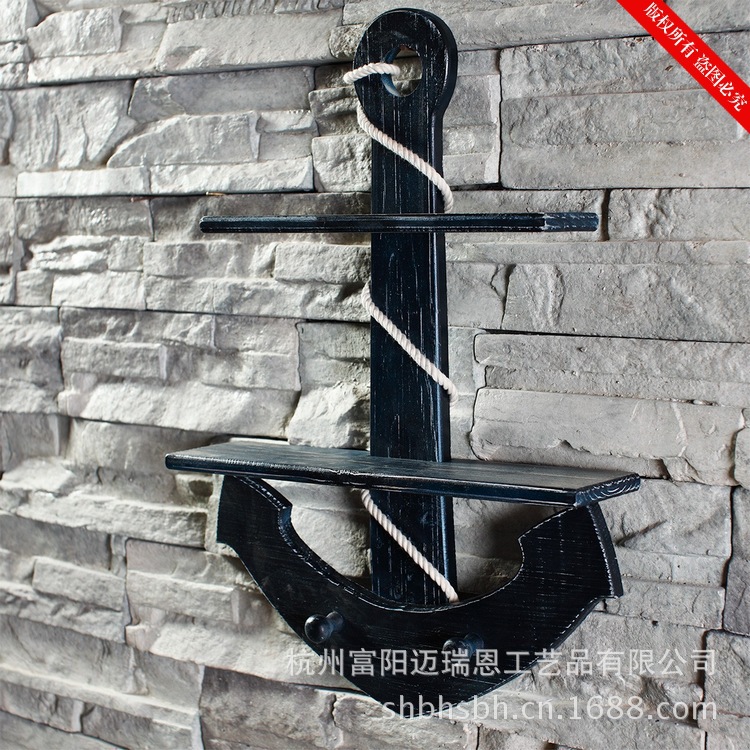 Mediterranean style anchor Clapboard shelf multi-functional Creative home decoration bathroom decoration solid wood anchor Mediterranean style anchor Clapboard shelf multi-functional Creative home decoration bathroom decoration solid wood anchor