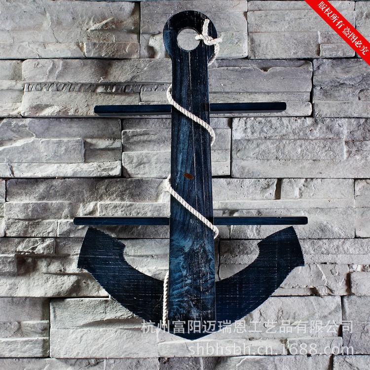 Mediterranean style anchor Clapboard shelf multi-functional Creative home decoration bathroom decoration solid wood anchor Mediterranean style anchor Clapboard shelf multi-functional Creative home decoration bathroom decoration solid wood anchor