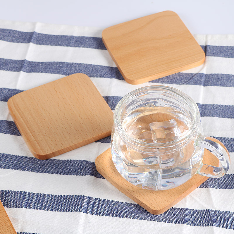 Beech Desktop Heat Insulation Coaster Square Wooden Coffee Pad Bowl and Dish Mat Wooden Teacup Mat Whole Wood