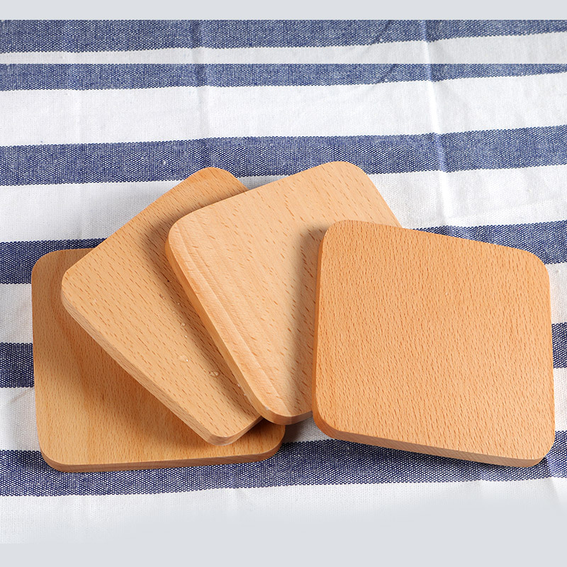 Beech Desktop Heat Insulation Coaster Square Wooden Coffee Pad Bowl and Dish Mat Wooden Teacup Mat Whole Wood
