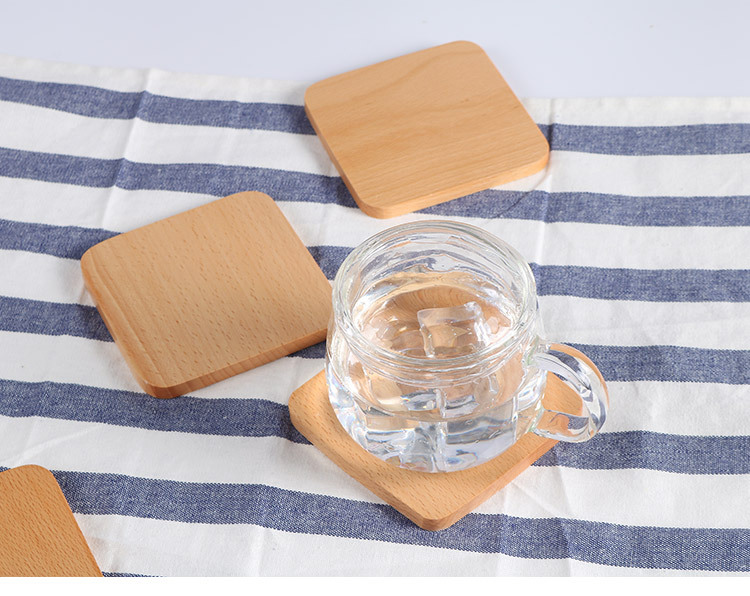 Beech Desktop Heat Insulation Coaster Square Wooden Coffee Pad Bowl and Dish Mat Wooden Teacup Mat Whole Wood