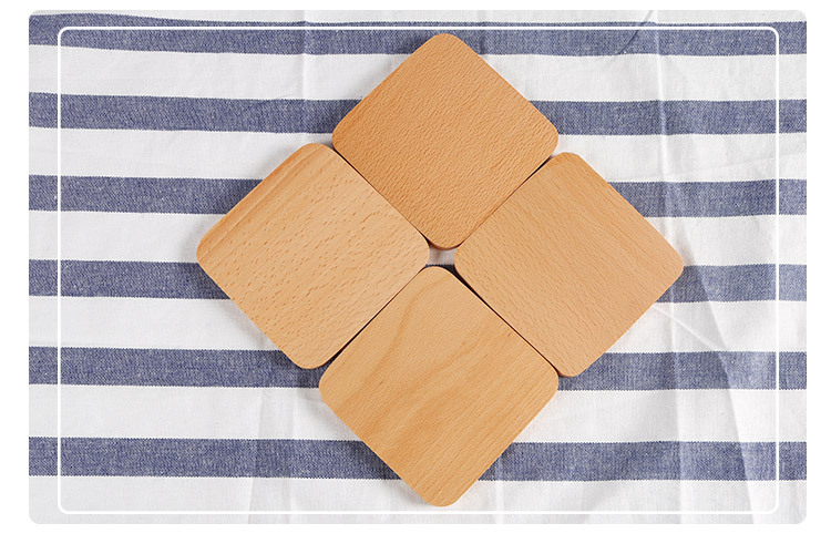 Beech Desktop Heat Insulation Coaster Square Wooden Coffee Pad Bowl and Dish Mat Wooden Teacup Mat Whole Wood