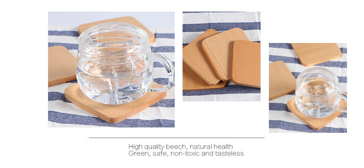 Beech Desktop Heat Insulation Coaster Square Wooden Coffee Pad Bowl and Dish Mat Wooden Teacup Mat Whole Wood