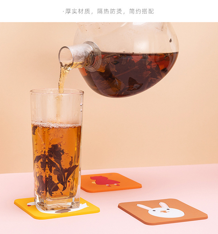 Creative Style Cartoon Non-Slip Placemat Anti-Scald Spot Soft PVC Cup Mat High Temperature Resistant Heat Insulation Silica Gel Pad in Stock Wholesale