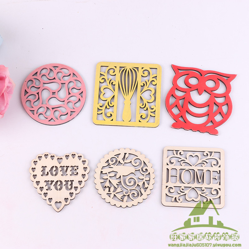Creative hollow real wooden coasters ironing wood heat insulation bowl pad cartoon owl love