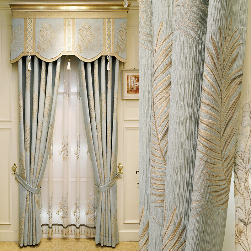 Factory Direct Sales New Chenille Jacquard Curtain High-End Living Room Bedroom Atmospheric Pastoral Nordic Curtains Finished Product
