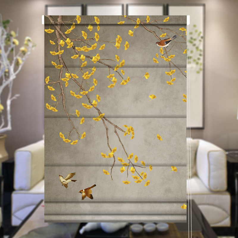 National Style New Chinese Style Printing Roman Curtains Curtain Shutter Shading Sunshade Study Bathroom Toilet Office