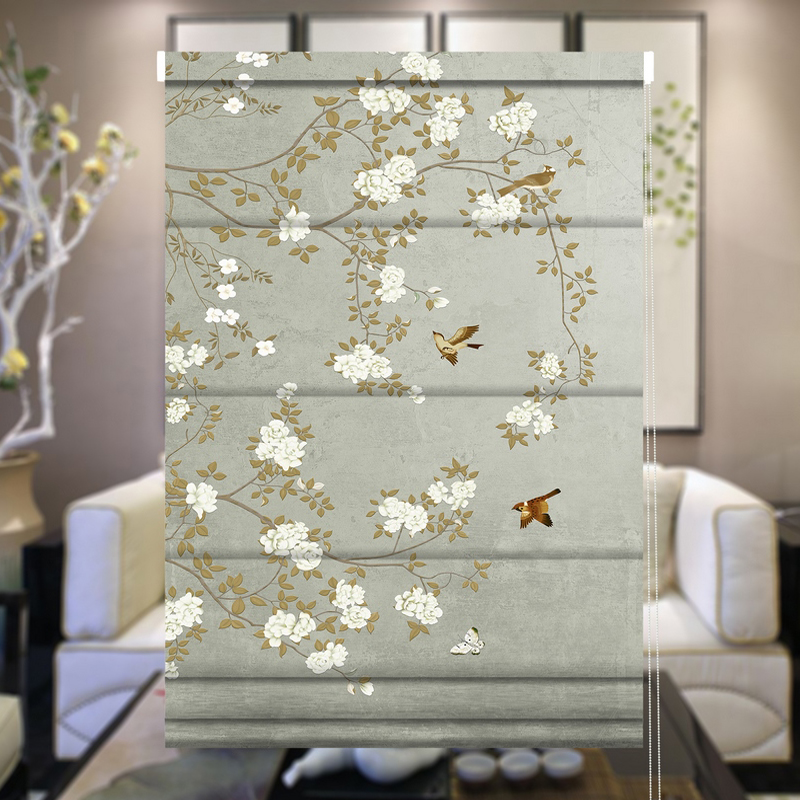 National Style New Chinese Style Printing Roman Curtains Curtain Shutter Shading Sunshade Study Bathroom Toilet Office