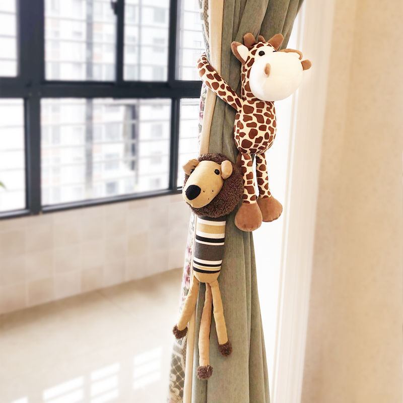 Cartoon Curtain Buckle Curtain Bandage a Pair of Animal Modeling Curtains Decoration a Pair of Animal Dolls Children&#039;s Room Decoration