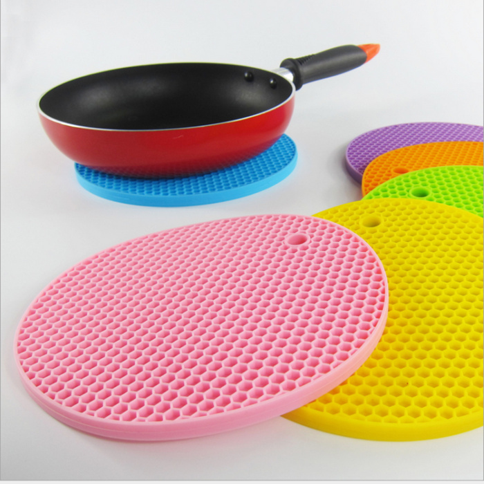 Honeycomb circular platinum silica gel table mat heat insulation pad thickening kitchen anti scald bowl pad pad