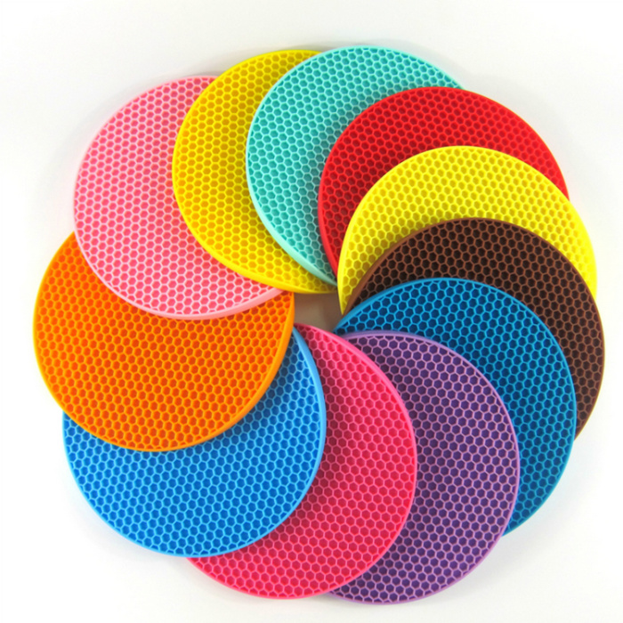 Honeycomb circular platinum silica gel table mat heat insulation pad thickening kitchen anti scald bowl pad pad