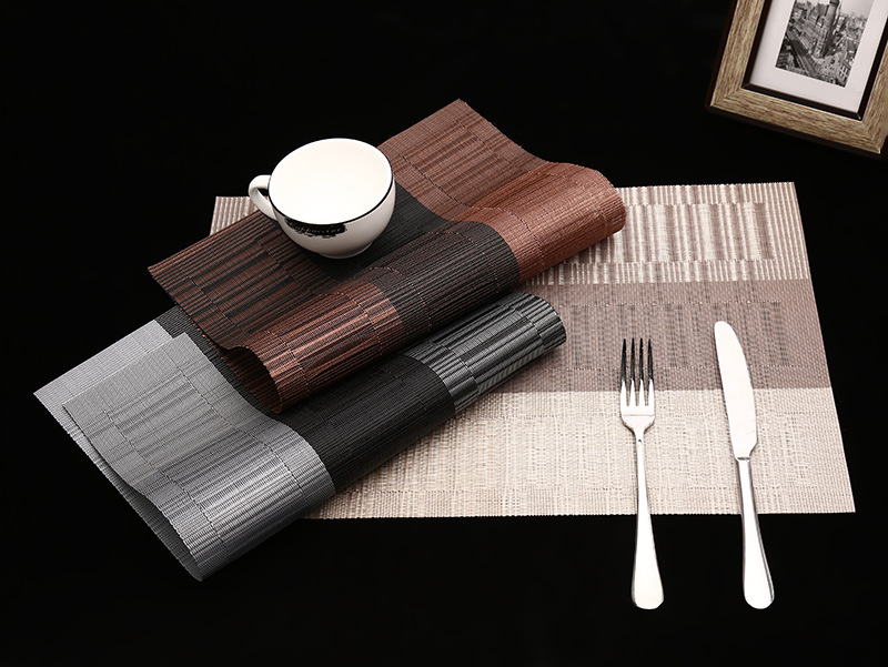30*45 manufacturer direct selling hotel PVC woven heat insulation pad fashion and household tesling cup cushion for western food. 30*45 manufacturer direct selling hotel PVC woven heat insulation pad fashion and household tesling cup cushion for western food.
