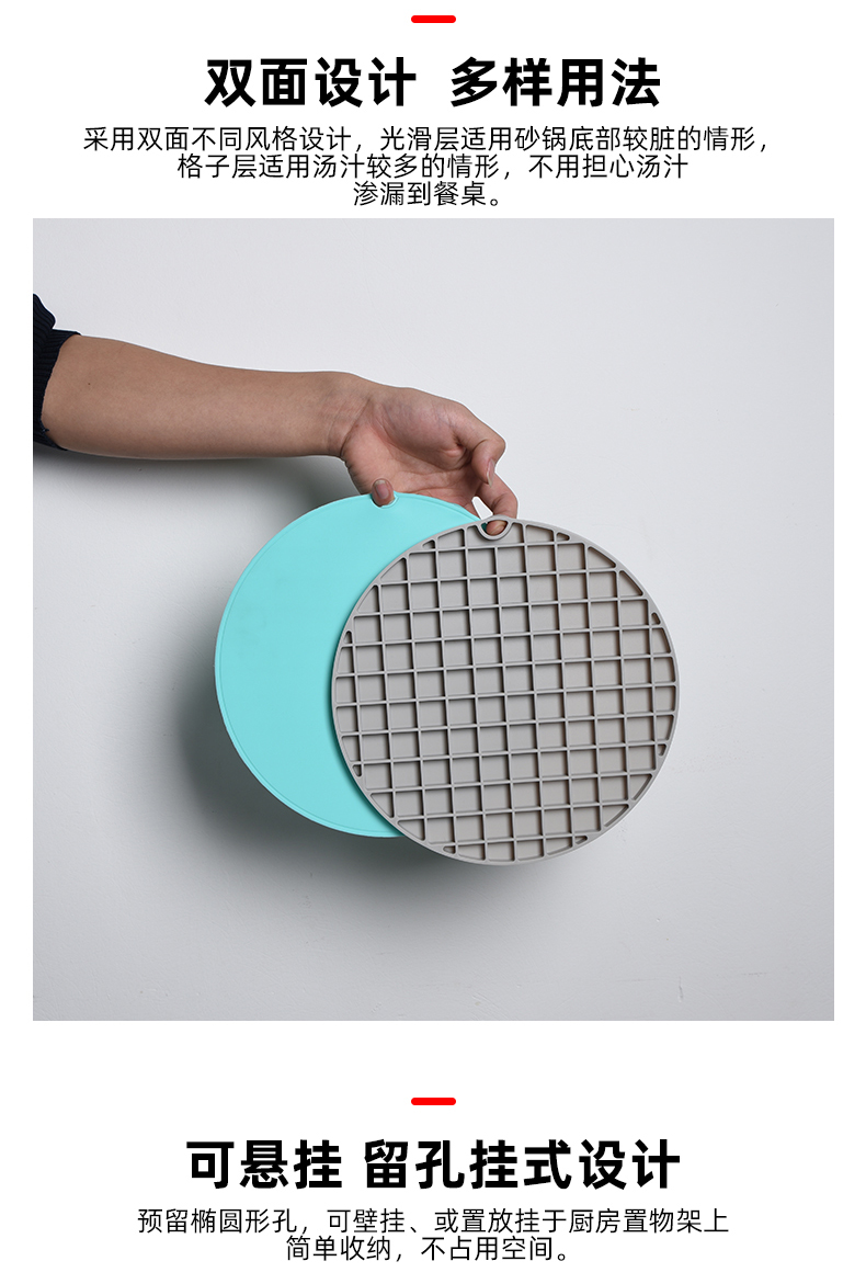 Thickened Silicone Thermal Insulation Pad High Temperature Resistant Dining Table Cushion Non-Slip and Hot Casserole Mat Plate Mat Kitchen Vegetable Mat Heat Shielding Pad