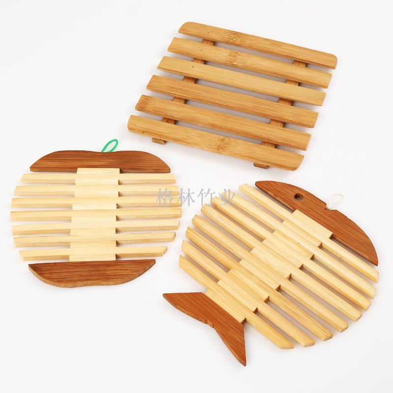 Factory direct selling delicate bamboo heat insulation pad lovely fish-classic square table pad hot pot shape cushion